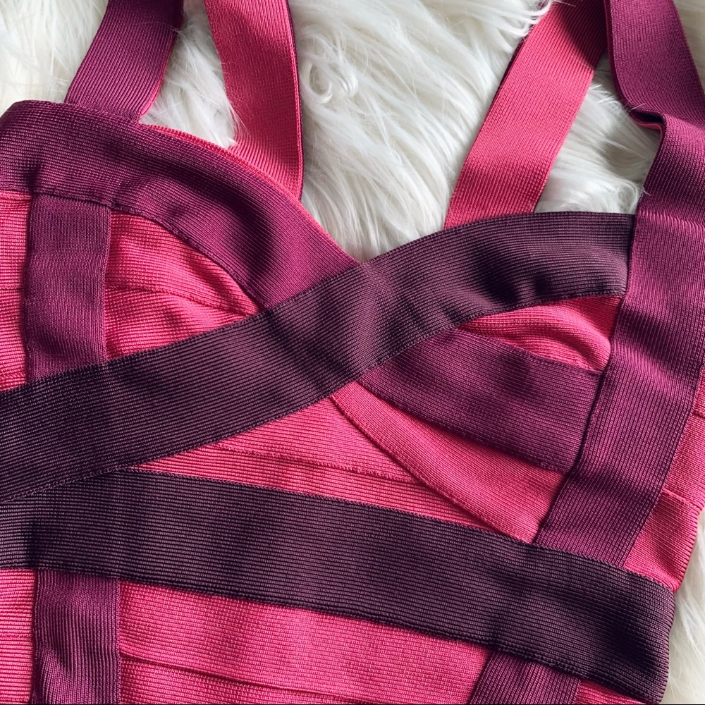 Hervé Léger Pink Color Block Dress - Picture 7 of 12